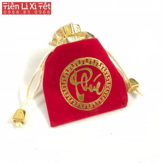 Túi gấm đỏ in chữ PHÚC / LỘC may mắn chiêu tài rước lộc, rất hợp phong thủy để lưu trữ đồ phong thủy