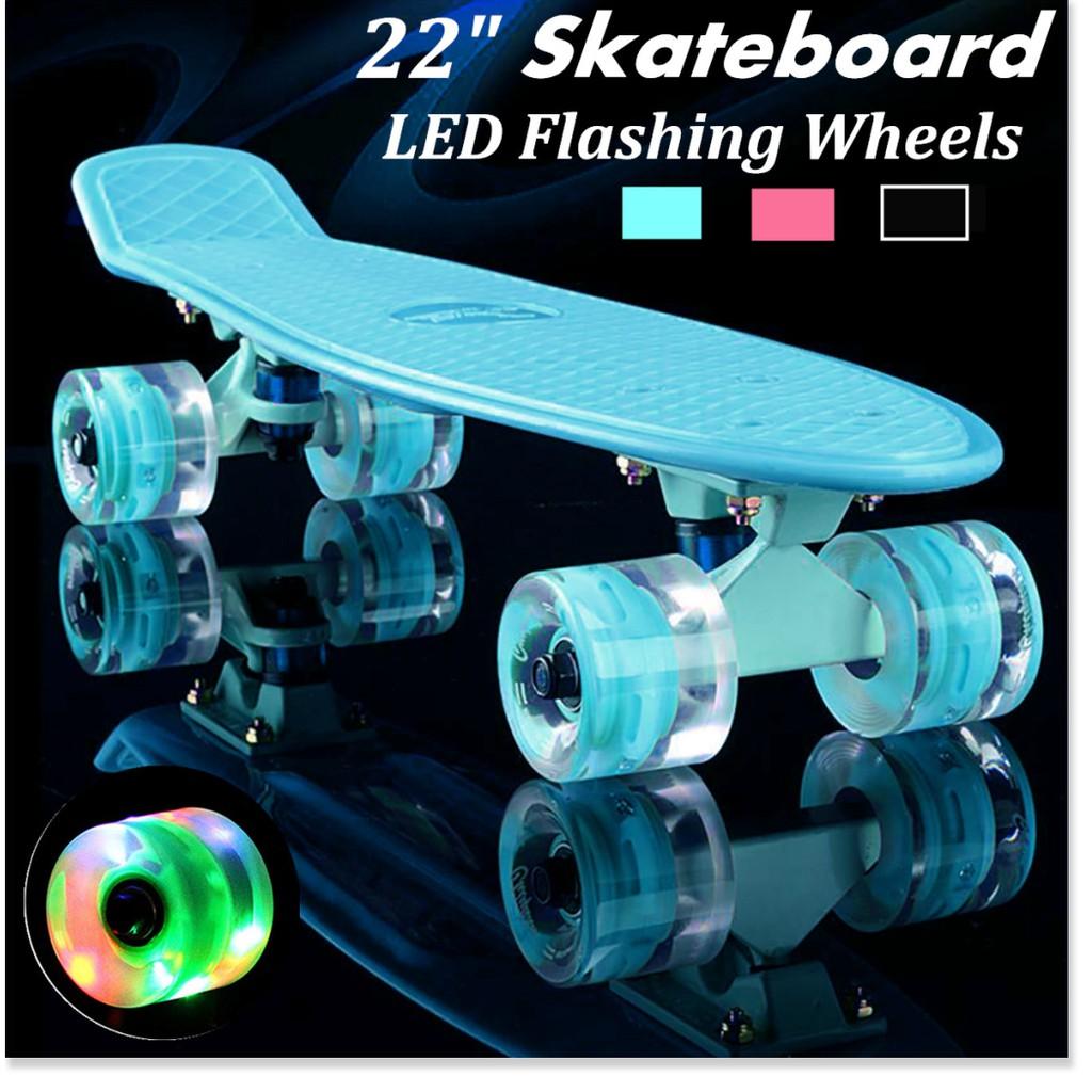 22Inch Skateboard, Ván Trượt LED Nhấp Nháy Cho Trẻ Em Người Mới Bắt Đầu 4 PU Bánh Xe, Pennyboard Khung Nhôm