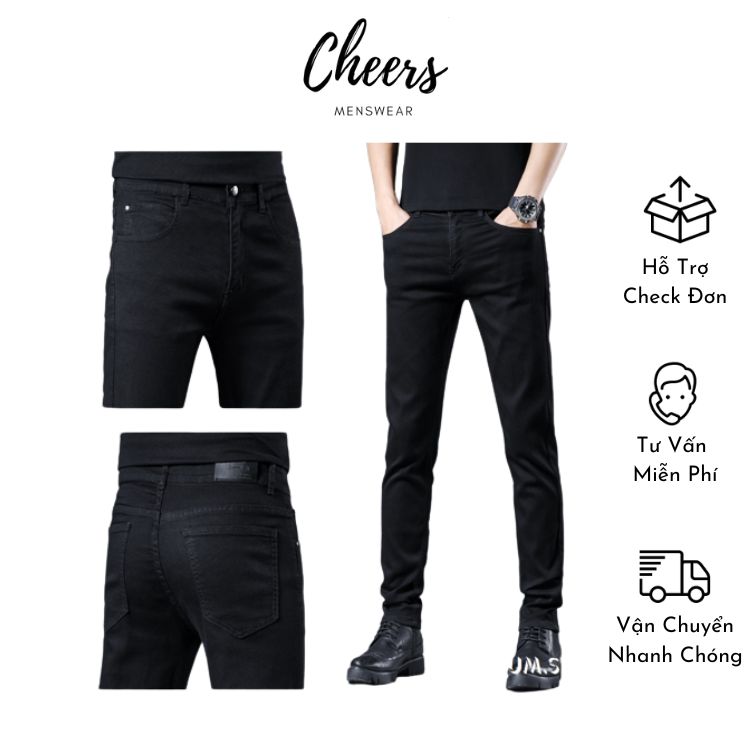 Quần Bò Nam Dài- Quần Jeans Nam Dài Cheers Chất vải Denim Co Dãn Cao Cấp, có Bigsize từ 28-36 với 05 màu sắc mặc thay đổi