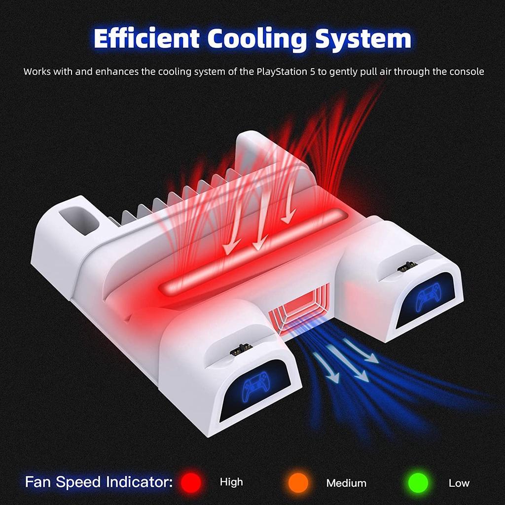 Giá Đỡ Tản Nhiệt DOBE PS5 Tích Hợp Đèn LED Với 10 Khe Cắm Sạc Cho Playstation 5