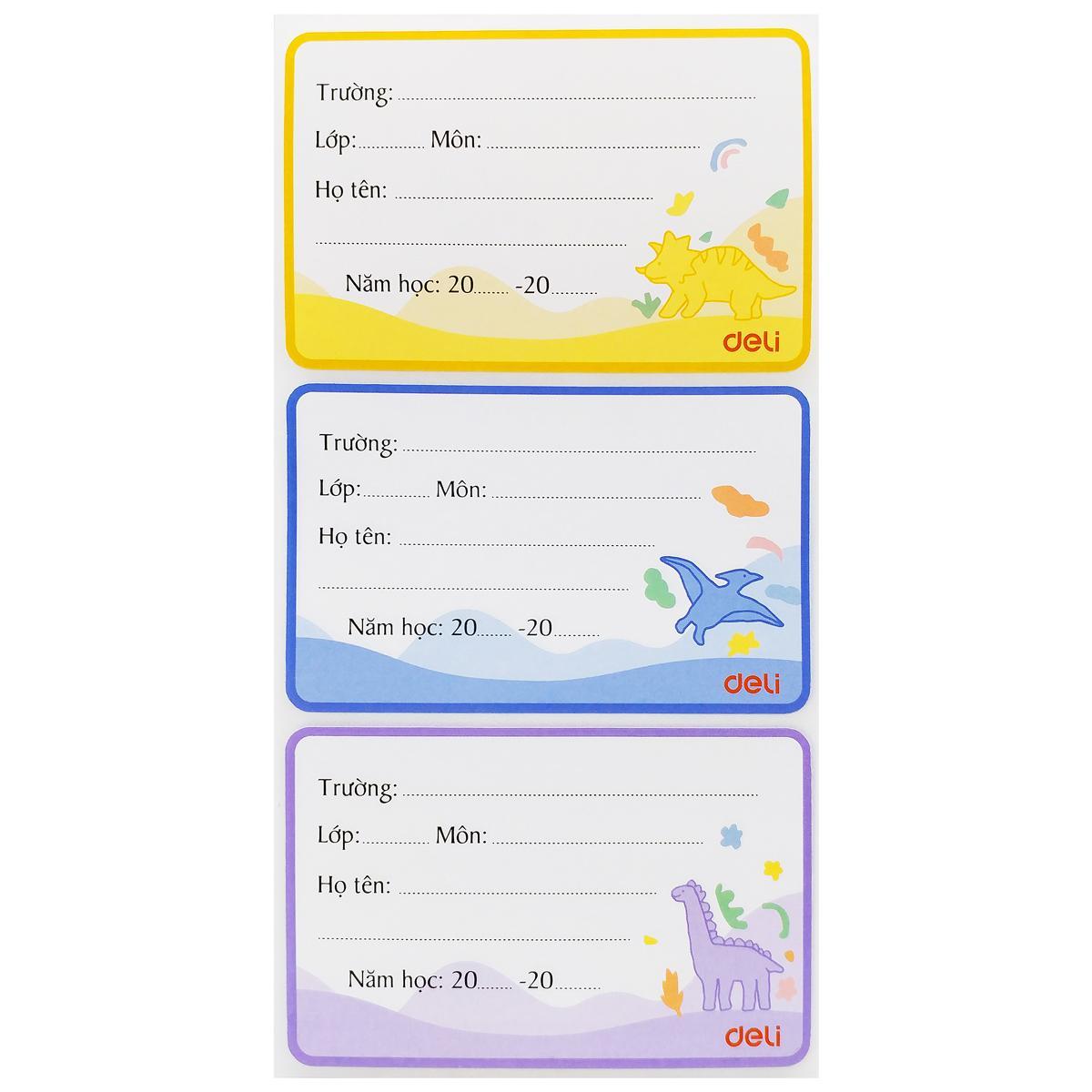 Nhãn Vở Học Sinh 3 Ô - Deli CA901 (12 Nhãn) - Mẫu 1