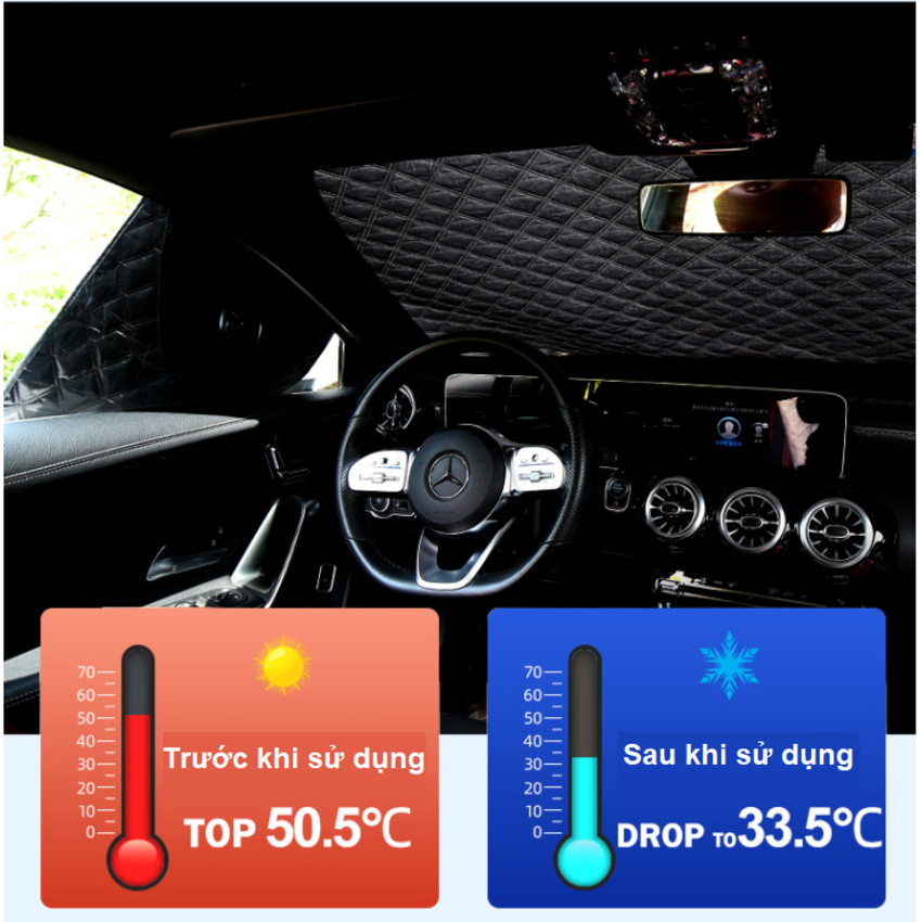 Tấm bạt chắn nắng kính lái, hông xe và gương chiếu hậu xe ô tô 4 lớp phản quang cao cấp - HÀNG LOẠI I