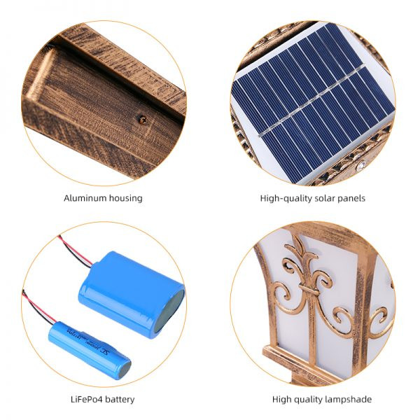 Đèn Trụ Cổng Năng Lượng Mặt Trời 2W K20 Đèn Trang Trí Đèn Led Ngoài Trời Chống Nước IP65 | Phúc Thịnh Solar