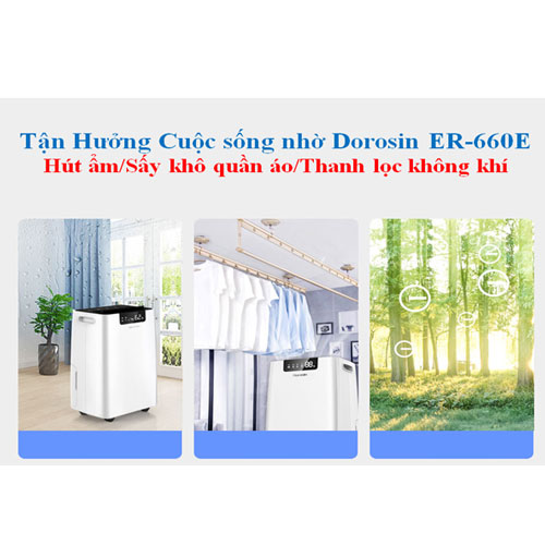 Máy hút ẩm gia dụng chính hãng Dorosin ER-650E (80m2)/Công suất hút ẩm 50lít/ngày/Cảm ứng điện tử thông minh