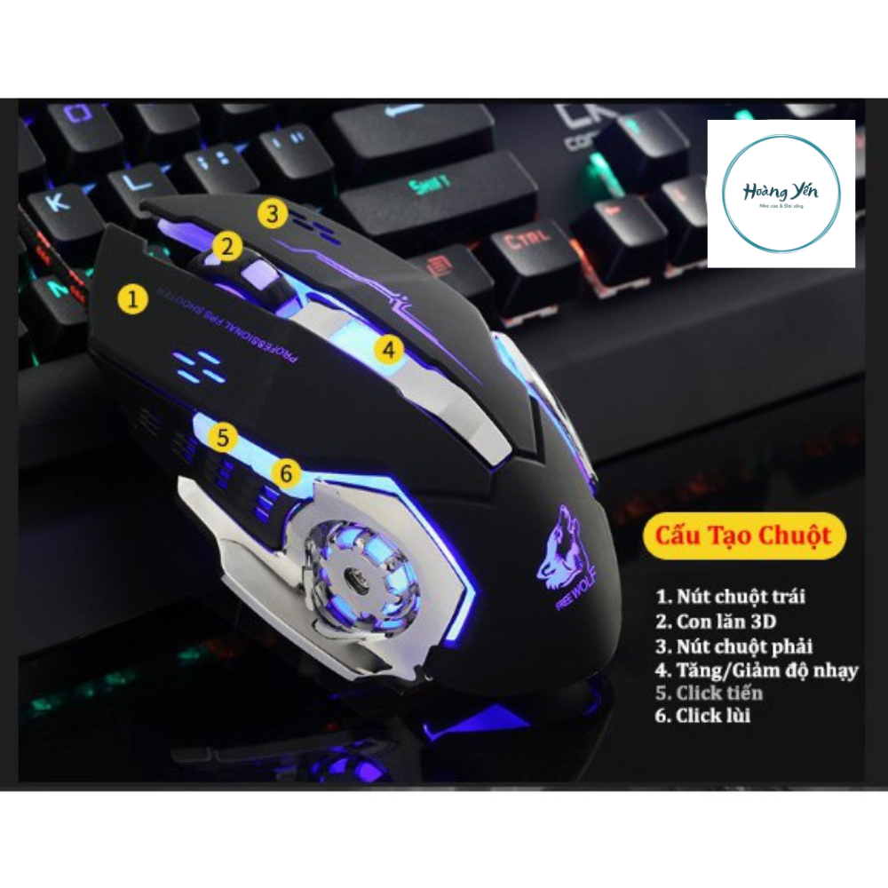 Chuột Gaming Máy Tính FREE WOLF V5 PRO 2022 LED 7 Có Dây màu cực đẹp chuyên game, chỉnh được dpi