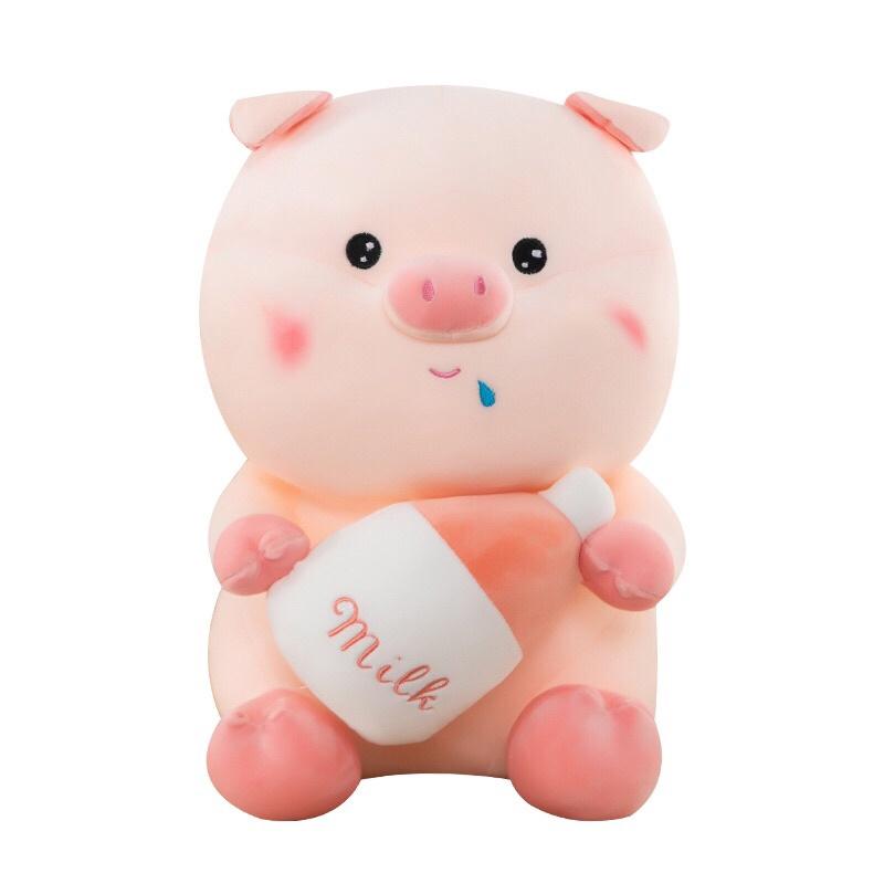 Gấu Bông Heo Cầm Bánh, Heo Ôm Bình Sữa, Thú Bông Heo Đáng Yêu Siêu Cấp
