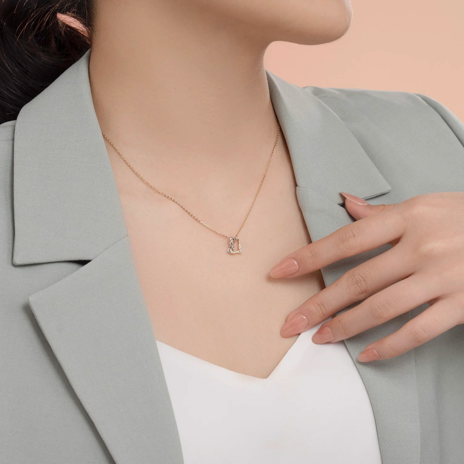 Dây Chuyền Vàng Tây 14k Love Knot DCMAMD669 Huy Thanh Jewelry