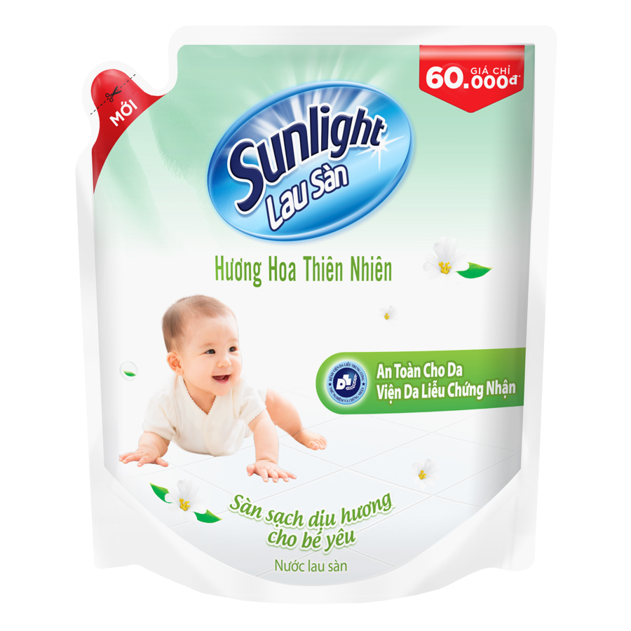 Nước Lau Sàn Sunlight Hương Hoa Thiên Nhiên Túi 2.6Kg Màu Trắng