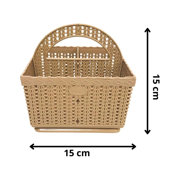 Giỏ đựng đồ nhựa vuông 3 ngăn có quai xách đa năng kích thước 15 cm x 15 cm x 18 cm
