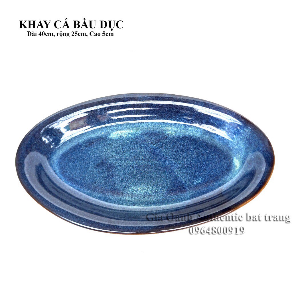 KHAY CÁ - Khay bầu dục đựng đồ ăn lẩu, tiệc - gốm sứ men xanh hỏa biến cao cấp - Chuyên dùng nhà hàng khách sạn 5 sao