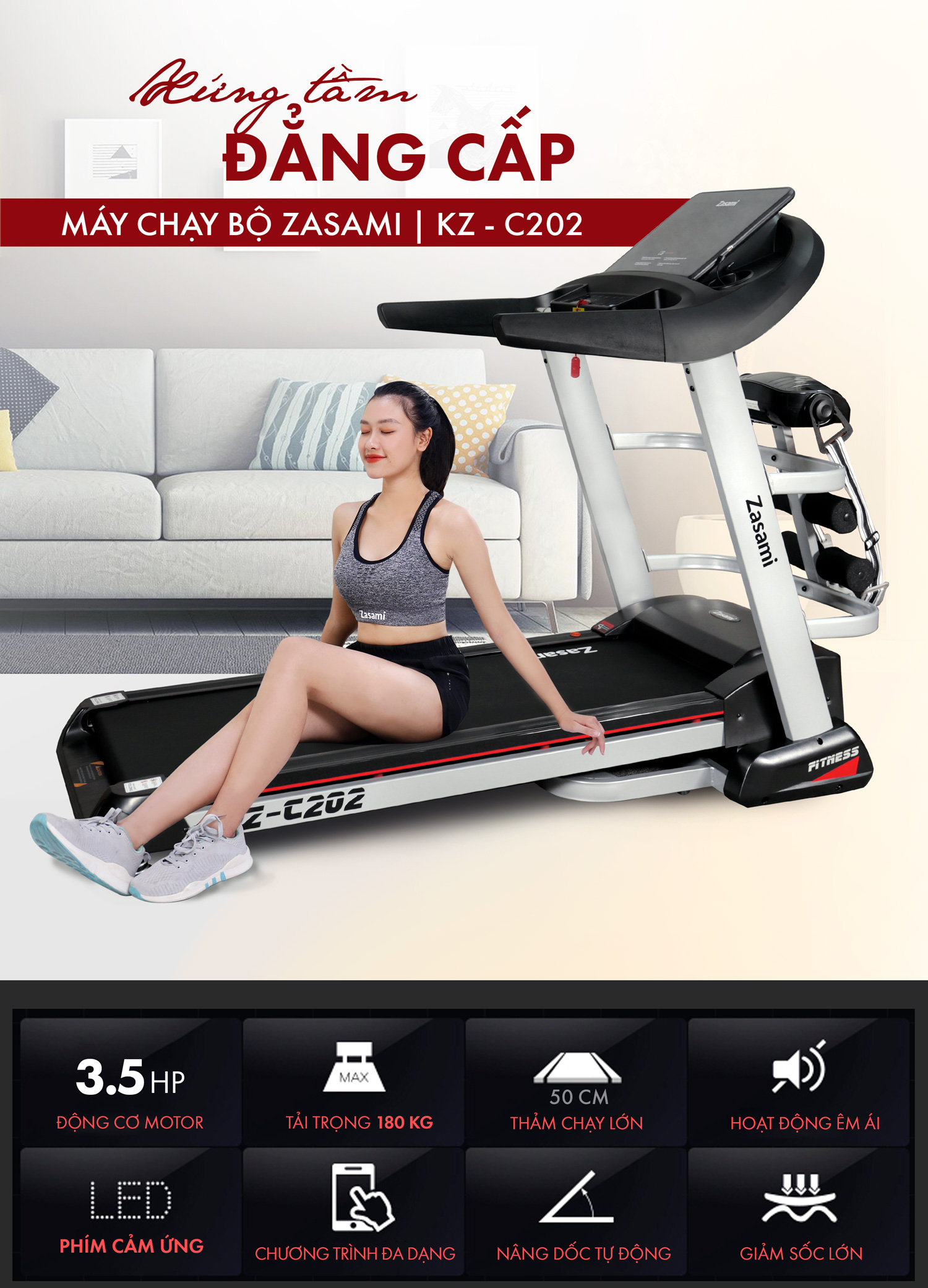 MÁY CHẠY BỘ ĐIỆN ZASAMI KZ – C202 ĐA NĂNG