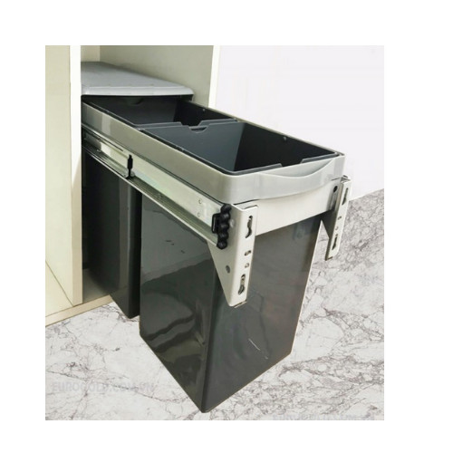 Thùng Rác Đôi Gắn Cánh Âm Tủ EUROGOLD - Hàng chính hãng  - W260*D480*390 (EB300M) W260*D480*H390