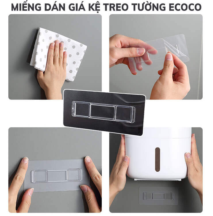 Miếng Dán Thay Thế Kệ ECOCO Dự Phòng Hộp Đựng Giấy Vệ Sinh Treo Tường Nhà Tắm Siêu Dính