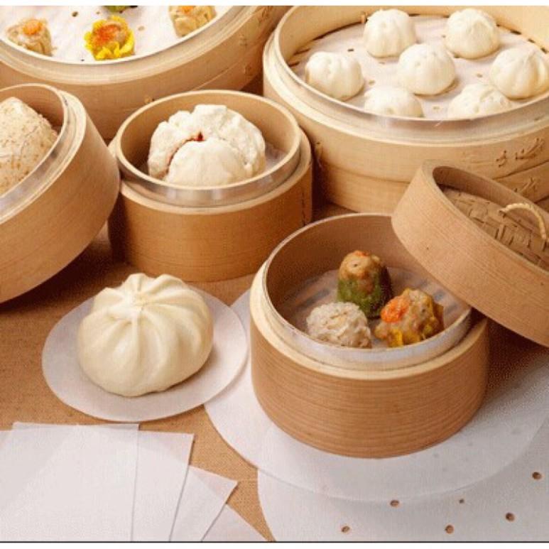 Giấy nến tròn đục lỗ set 400 tờ - dùng lót Xửng hấp và Nồi chiên không dầu