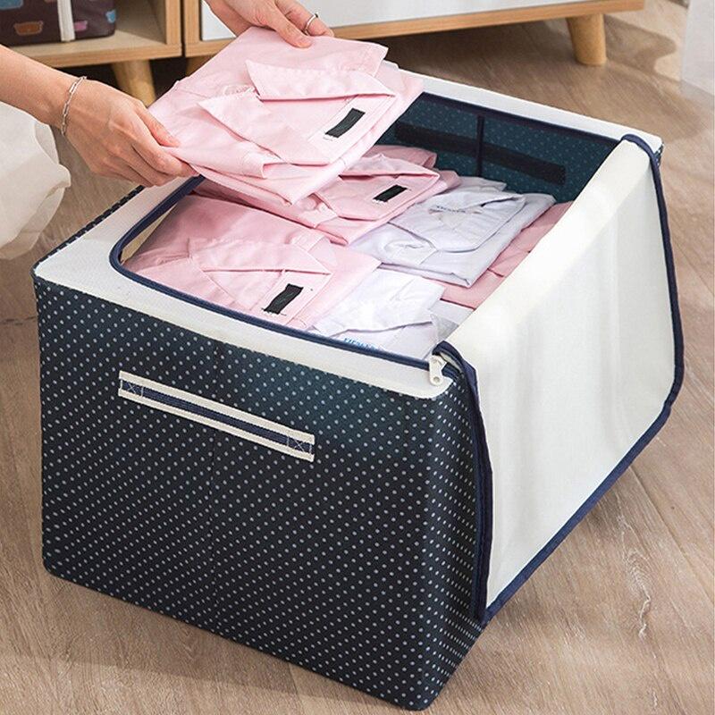 Hộp vải đựng đồ HG01 đa năng, thùng đựng quần áo chăn màn bằng khung inox chắc chắn