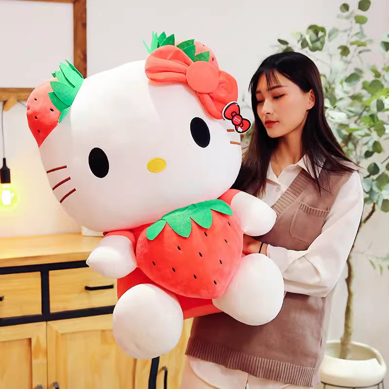 Gấu Bông Mèo Kitty Ôm Dâu Tây Siêu Hot Siêu Cưng (22cm---&gt;50cm) Hàng Cao Cấp Loại 1 Chất Lượng Cao, An Toàn Cho Trẻ Nhỏ