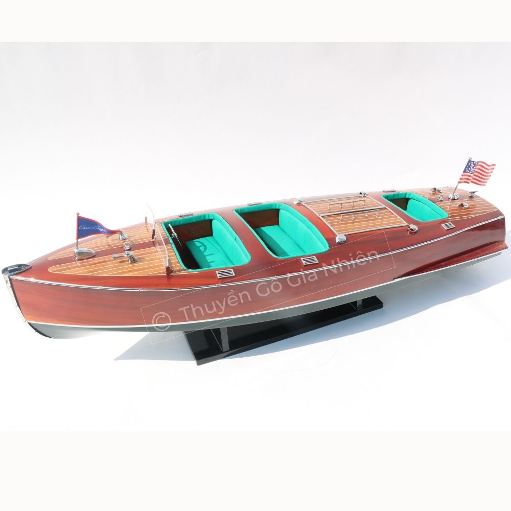 Mô Hình Thuyền Gỗ Phong Thủy Dạng Thuyền Đua Tốc Độ CHRIS CRAFT TRIPLE COCKPIT 1930 Chính Hãng Hàng Xuất Khẩu Chất Lượng Cao