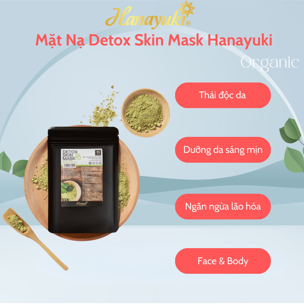 Mặt Nạ Detox Skin Mask Hanayuki Chính Hãng Thanh Lọc Dưỡng Da Kiềm Dầu Hộp 150g 5 Gói