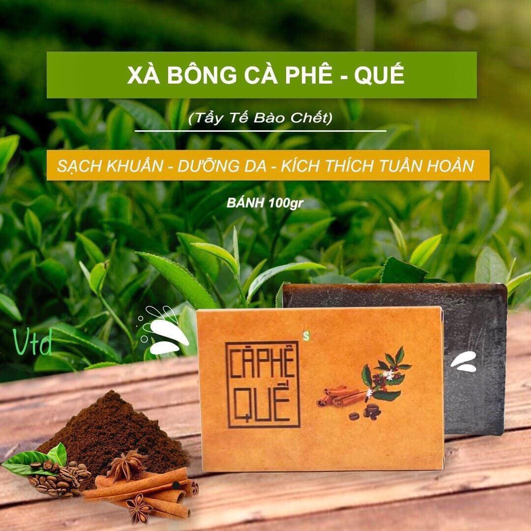 Set 3 Xà bông tắm gội đầu Sinh Dược Cà phê Quế, xà phòng handmade, 100% Thảo dược Thiên Nhiên, bánh 100gr-  tẩy tế bào chết từ bột quế , sáng da, dưỡng ấm cơ thể sau tắm