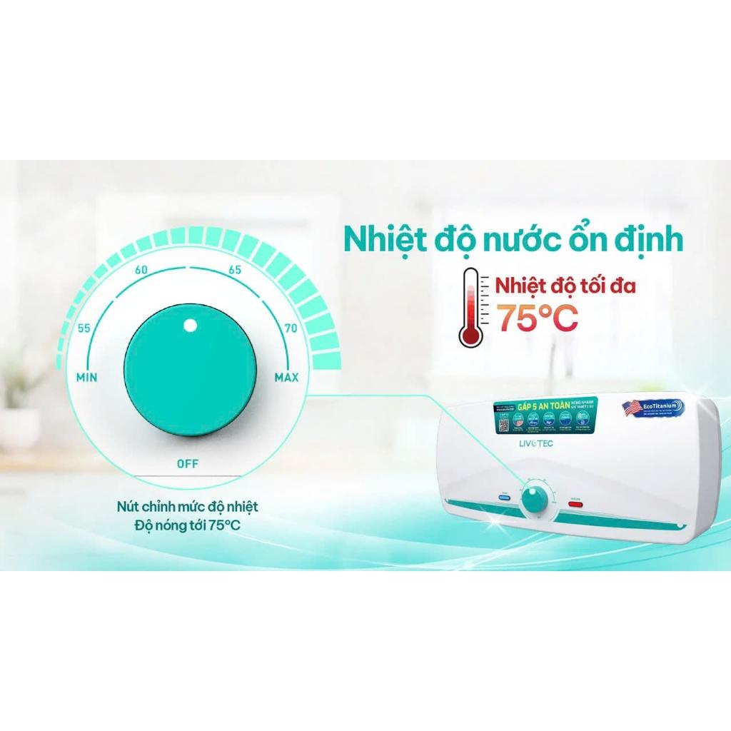 Bình nước nóng 30L Livotec LWH-ID30 5 cấp an toàn - Miễn phí vận chuyển toàn quốc - Bảo hành 24 tháng - Hàng Chính Hãng