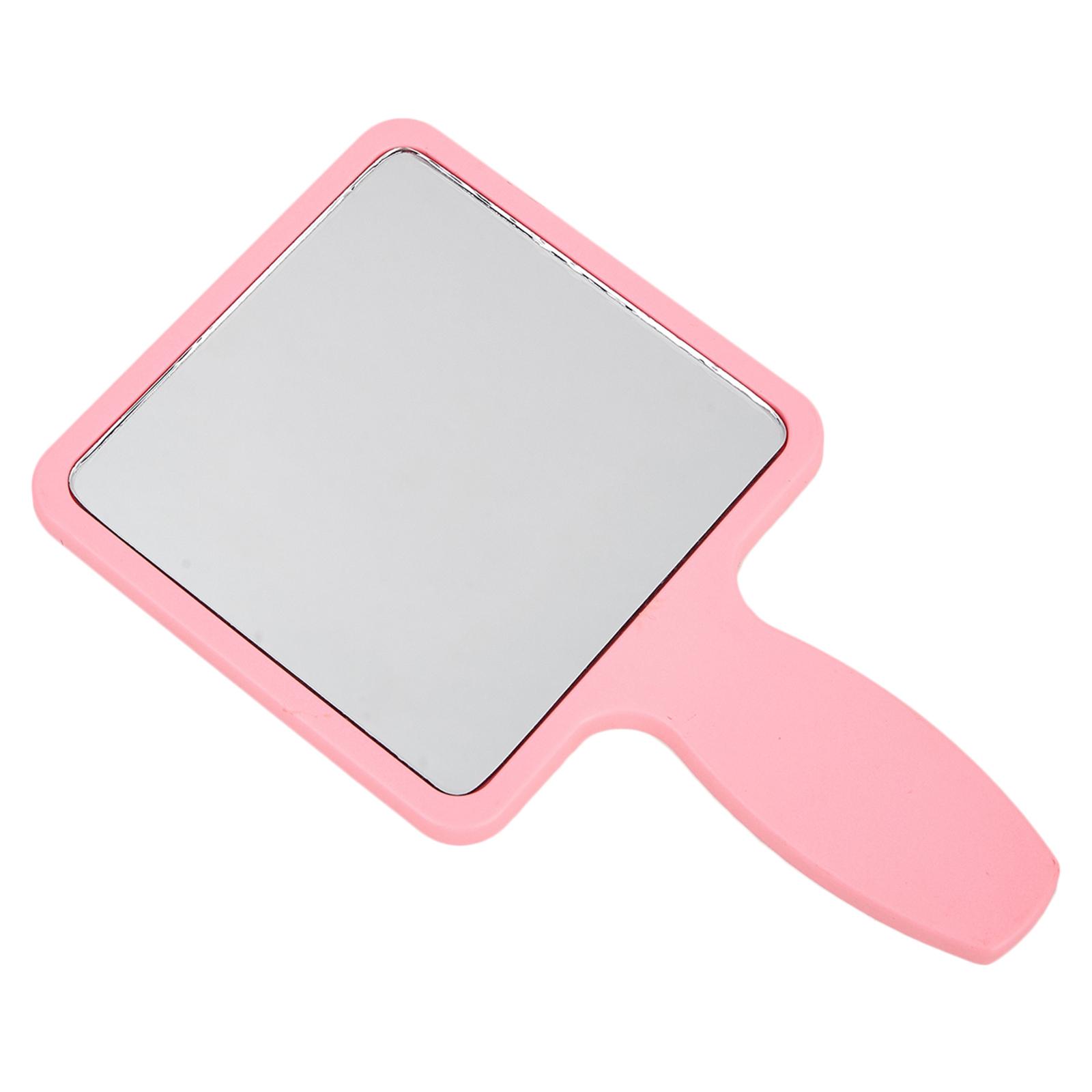 Portable Small Compact Cute Square Shaped Mirror with Handle Cosmetic Beauty Mirror Single Side Look Adorable Design Easier to Hold