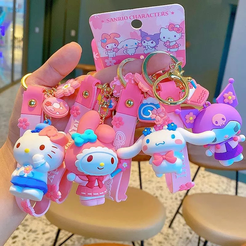 Móc khóa búp bê hoạt hình Helo Kitty, Kuromi, Mymelody, Cinnamoroll dùng treo cặp sách, túi xách, balo, xe máy, xe đạp