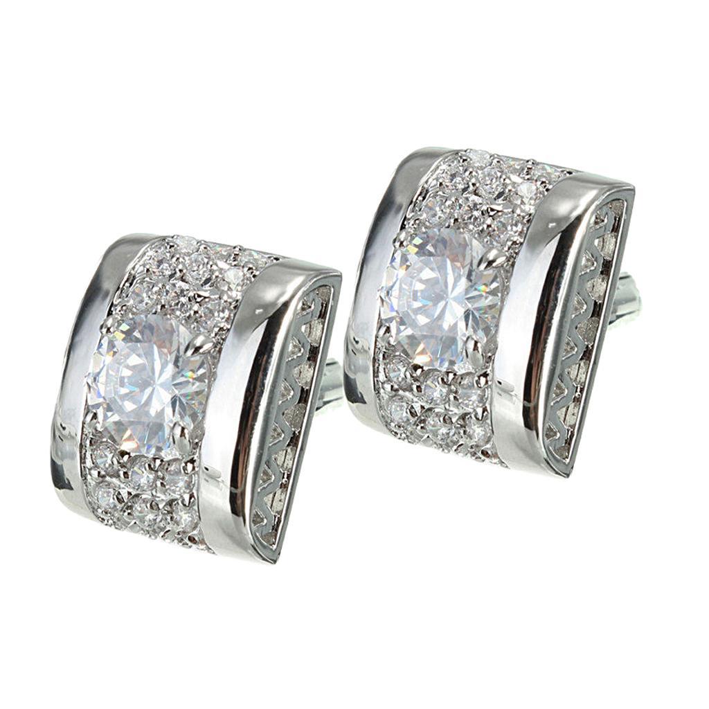 Unique Mens Brass Crystal Rectangle Wedding  Cuff Links Gift