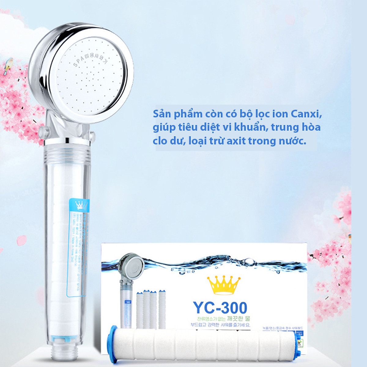 Vòi sen YC-300 tăng áp lõi lọc nước khử khuẩn Hàn Quốc - JL