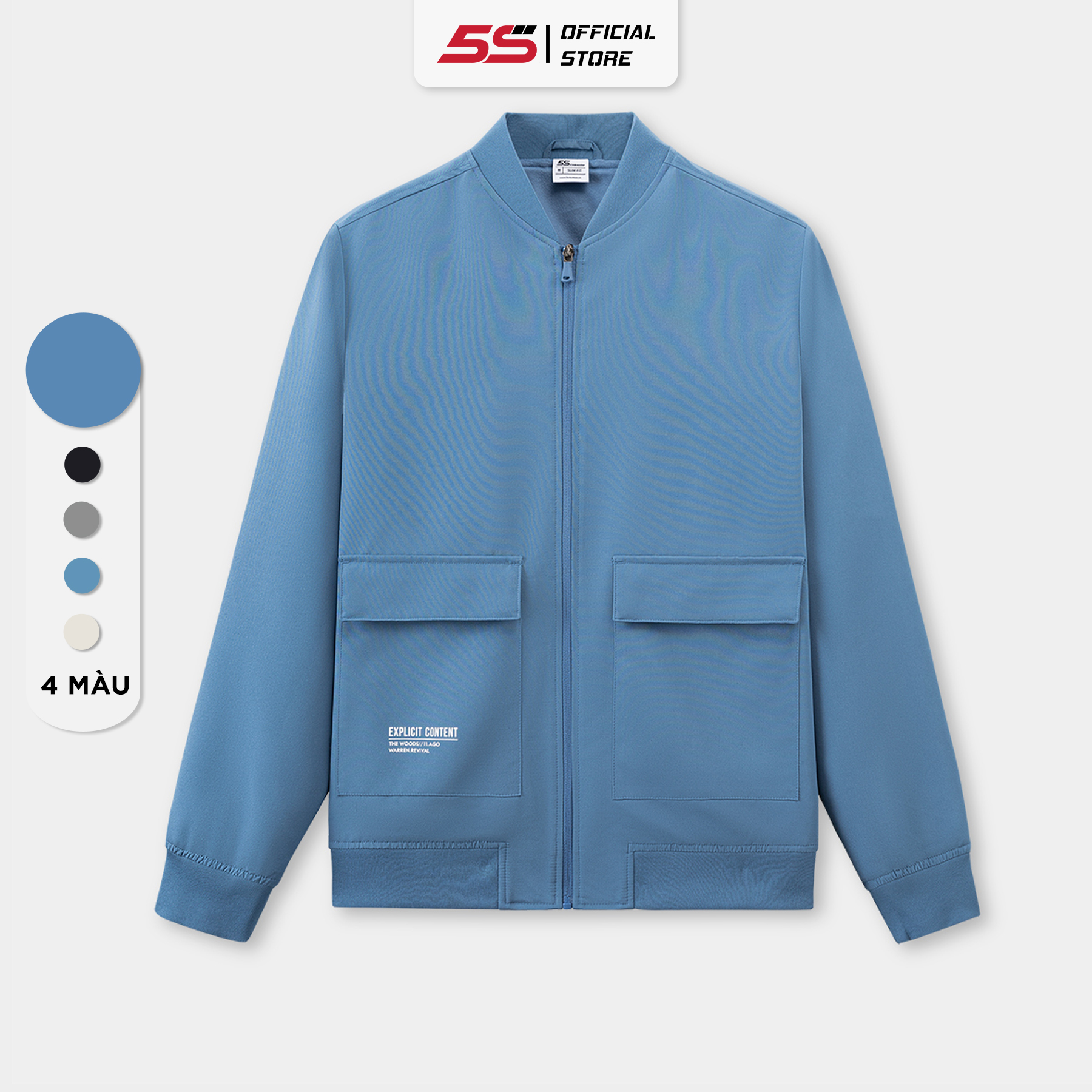 Áo Khoác Bomber Nam 5S FASHION Phom Slimfit, Lót Nỉ Ấm Áp, Thiết Kế Túi Hộp Trẻ Trung (AKB23005)