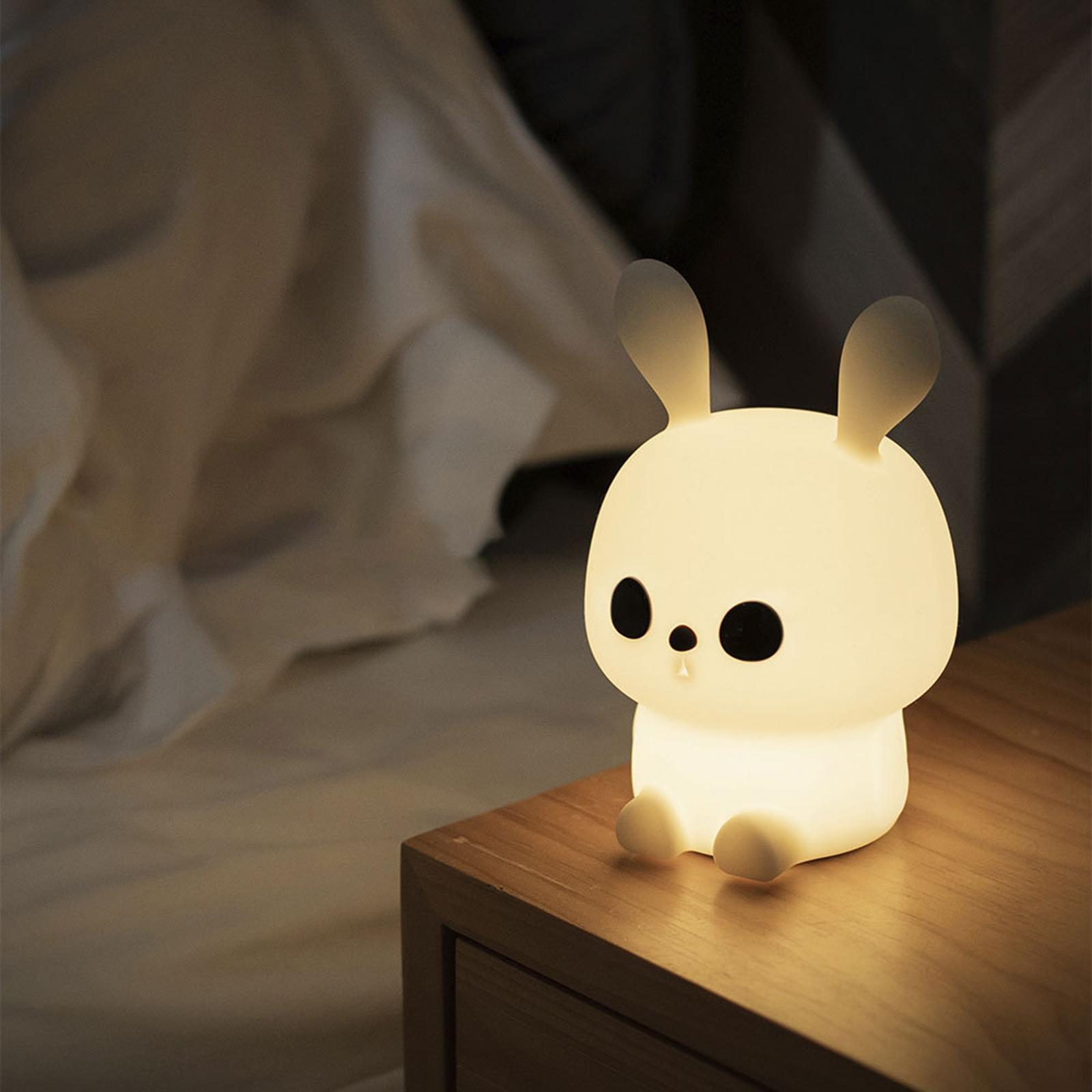 Night Light Kids Silicone Bunny Battery Powered Room Decor with Timer LED