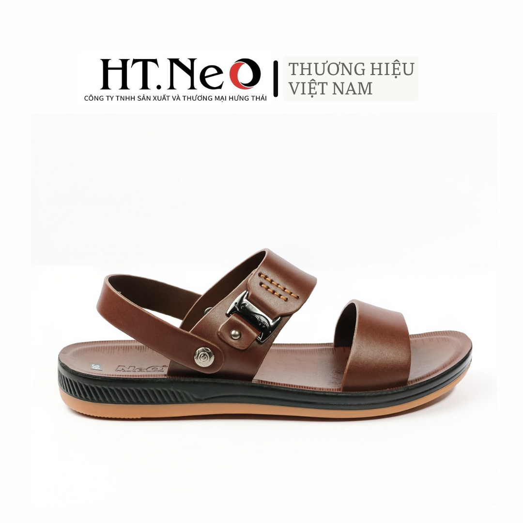 Sandal nam HT.NEO 100% da bò mềm mại, đế cao su nguyên khối, khâu may chân quai siêu chắc chắn SD94 cao cấp