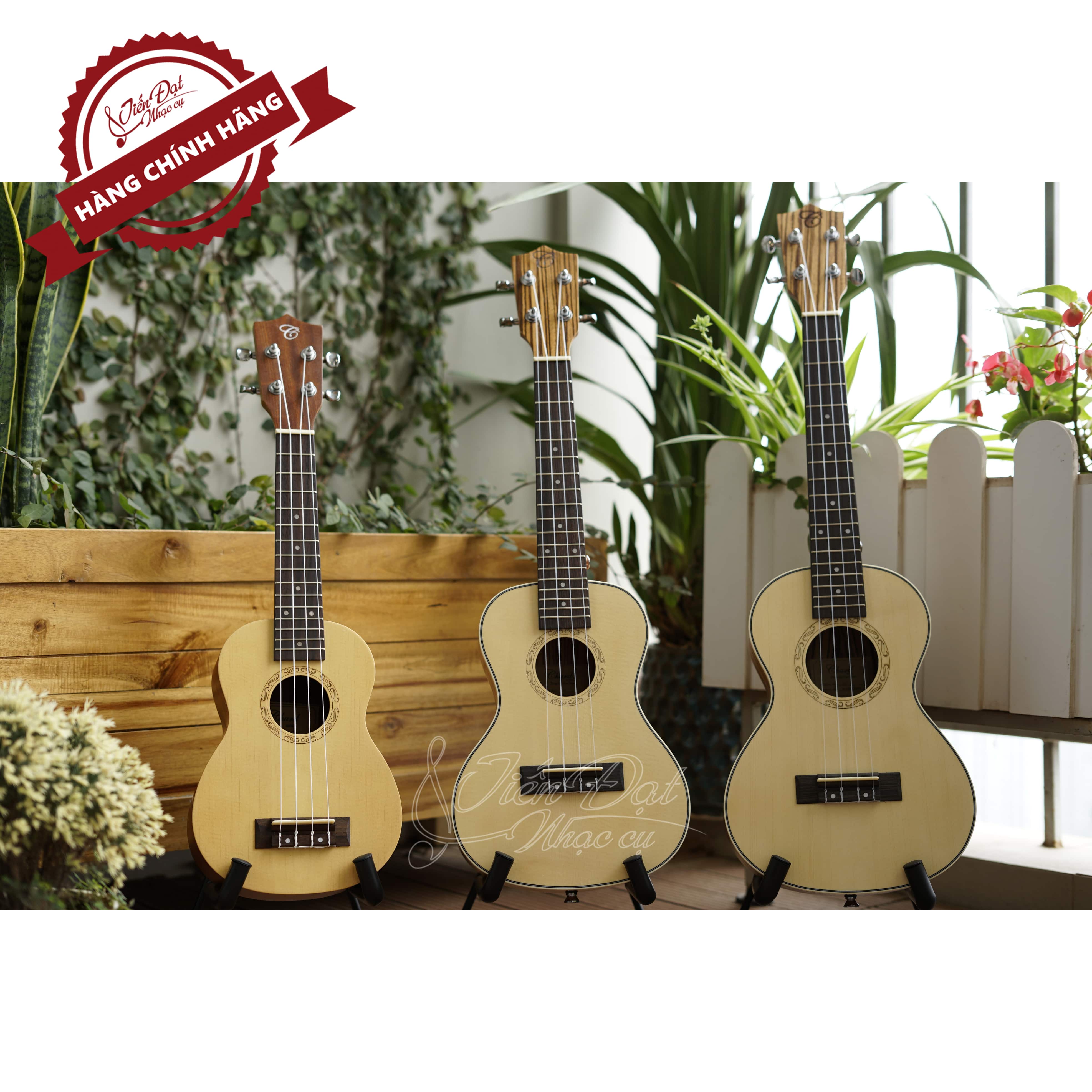 Đàn Ukulele Soprano Chard U-21C, Mặt Đàn Gỗ Vân Sam - Hàng Chính Hãng