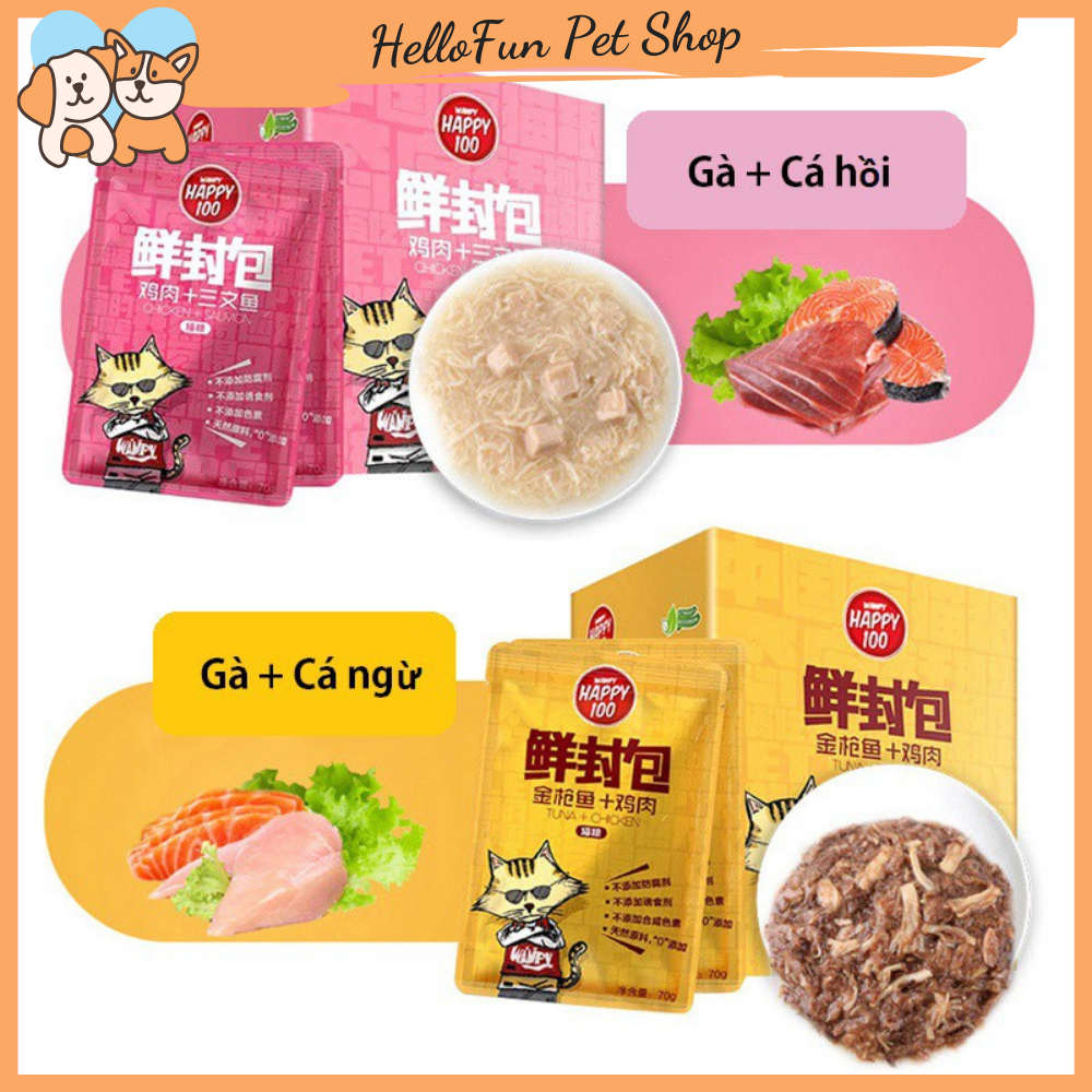 Pate Wanpy Happy 100 cho mèo - Thức ăn ướt cho mèo thơm ngon bổ dưỡng