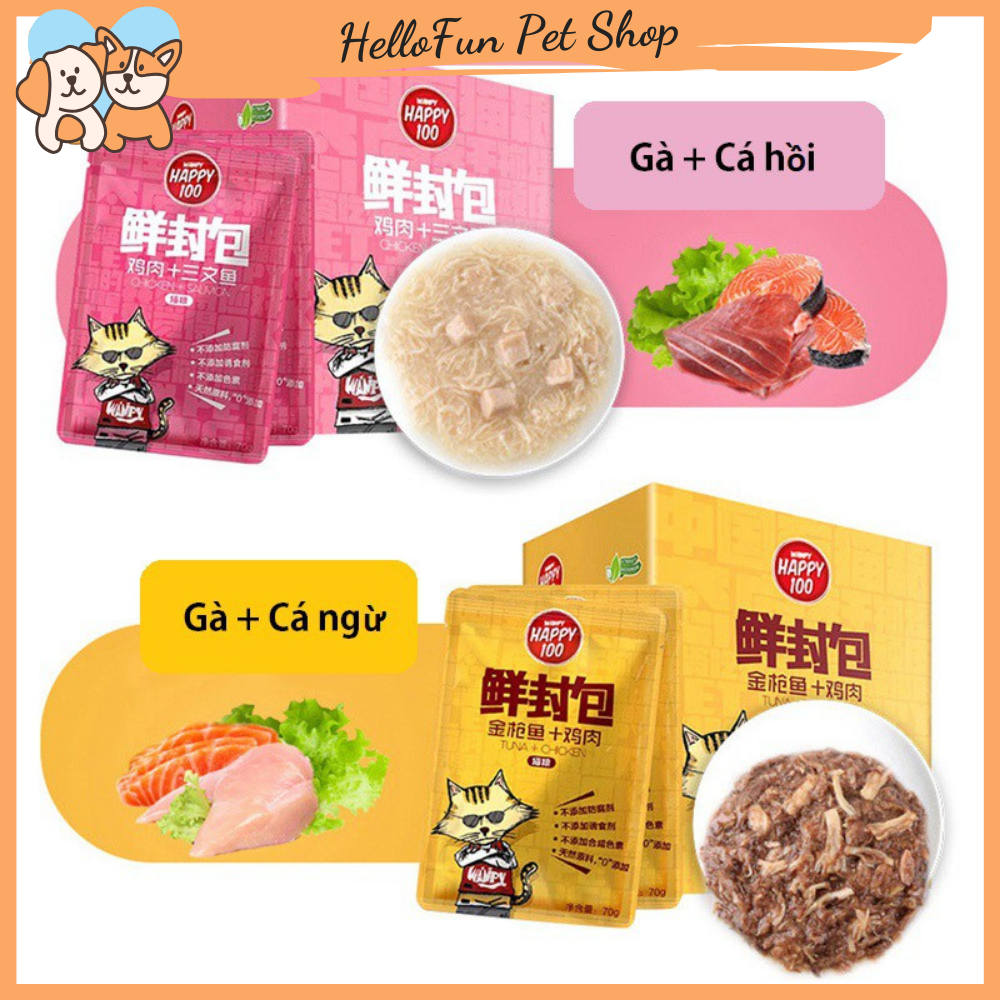 Pate Wanpy Happy 100 cho mèo (70gr) - Thức ăn ướt cho mèo thơm ngon bổ dưỡng