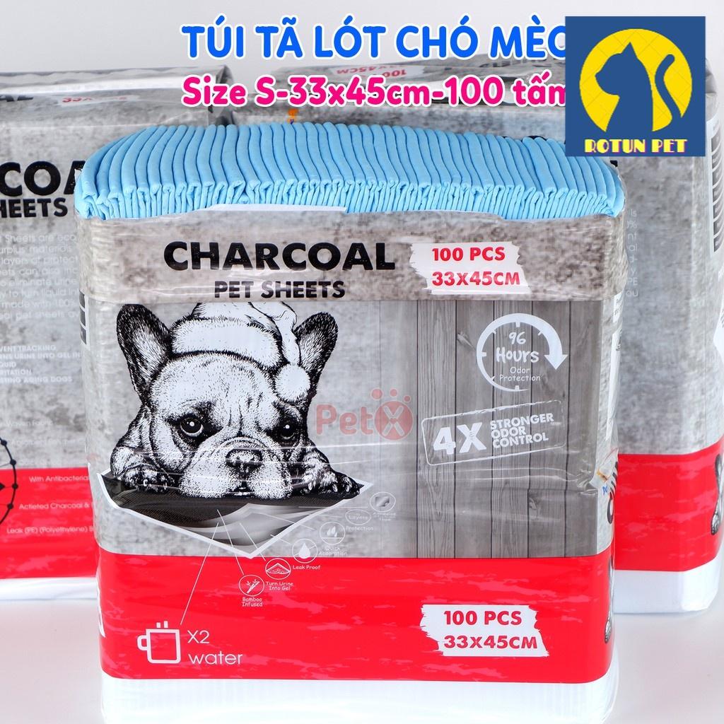 Túi tã lót chuồng cho chó mèo thú cưng, lót lồng khay vệ sinh, sàn xe charcoal than carbon hoạt tính cỡ S 33x45, M 45x60
