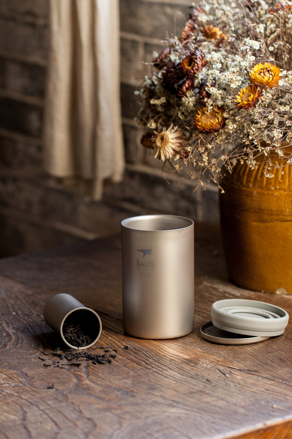 Cốc pha trà titanium Keith Titanium Office Mug with Tea Infuser Ti3520 [Hàng chính hãng