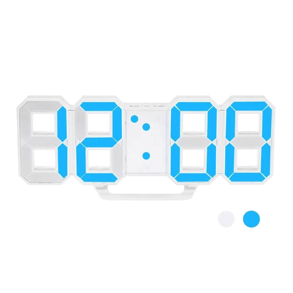 Digital 3D LED Wall Clock Alarm Clock Snooze 12/24 Hour Display USB