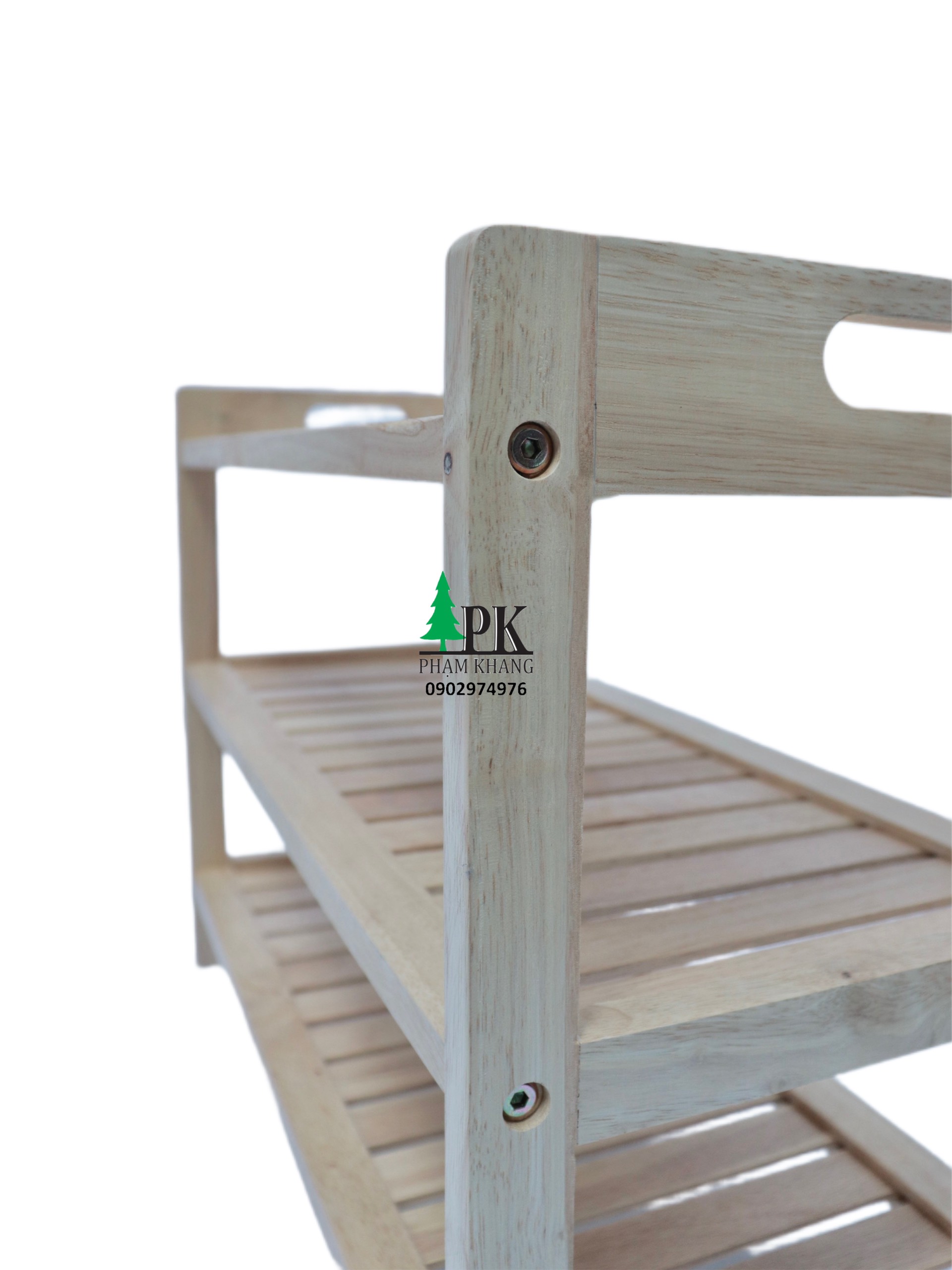 Kệ giày dép 3 tầng Start Decor - Gỗ cao su tự nhiên - Màu Gỗ Tự Nhiên/ Vàng Cherry - Kích thước rộng 64 cm/ 70 cm