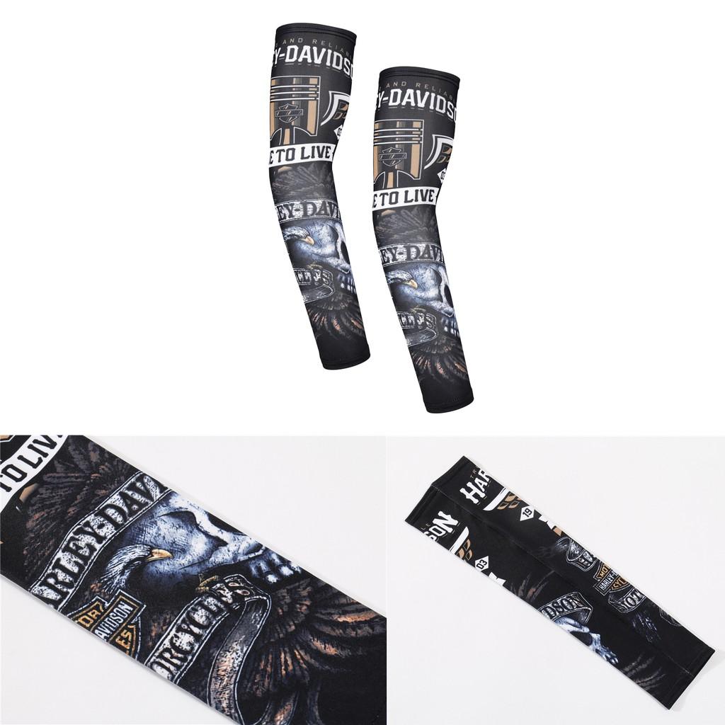 Găng tay ống chống nắng in họa tiết hình xăm dùng khi chạy xe mô tô Harley Davidson