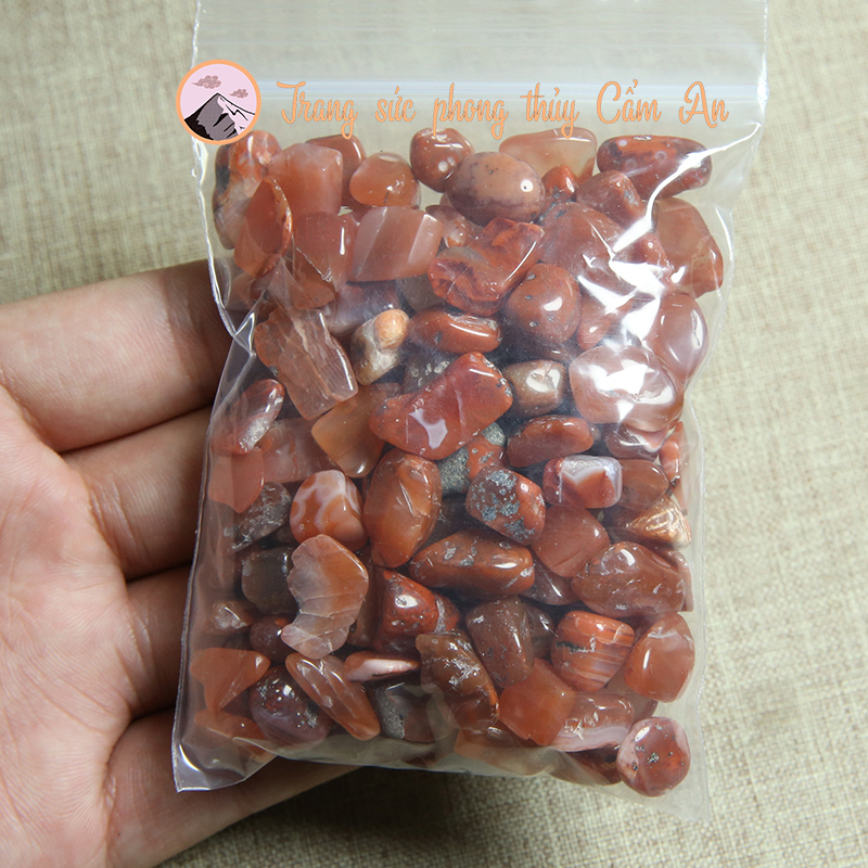 100g đá T.hạch a.nh phong thủy nhiều màu đã mài bóng.