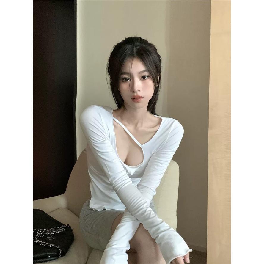 MS6826 Áo kiểu thun nữ dây chéo ngực body sexy