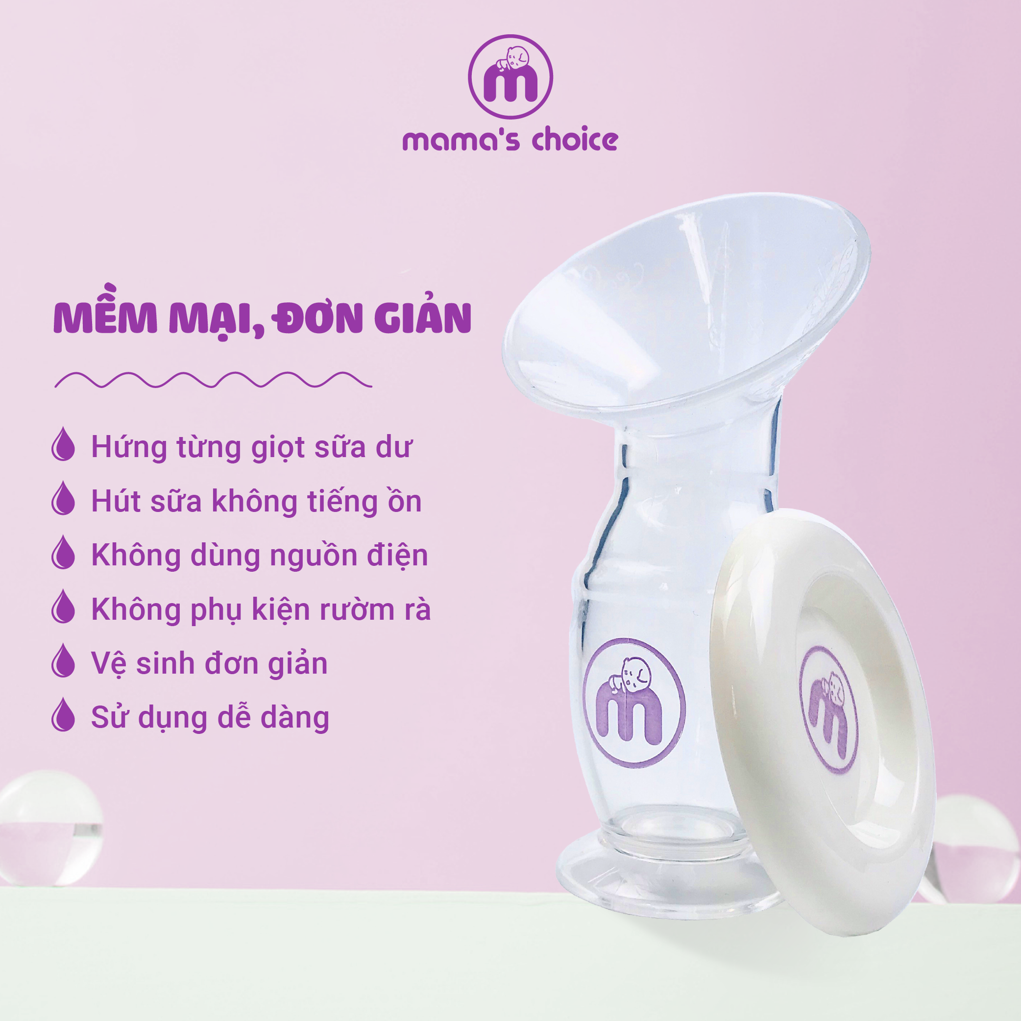 Cốc Hứng Sữa Mama’s Choice, Hút Sữa Rảnh Tay, Chất Liệu Silicone Cao Cấp, Chứng Nhận An Toàn FDA - 2 Cốc GIÁ TỐT