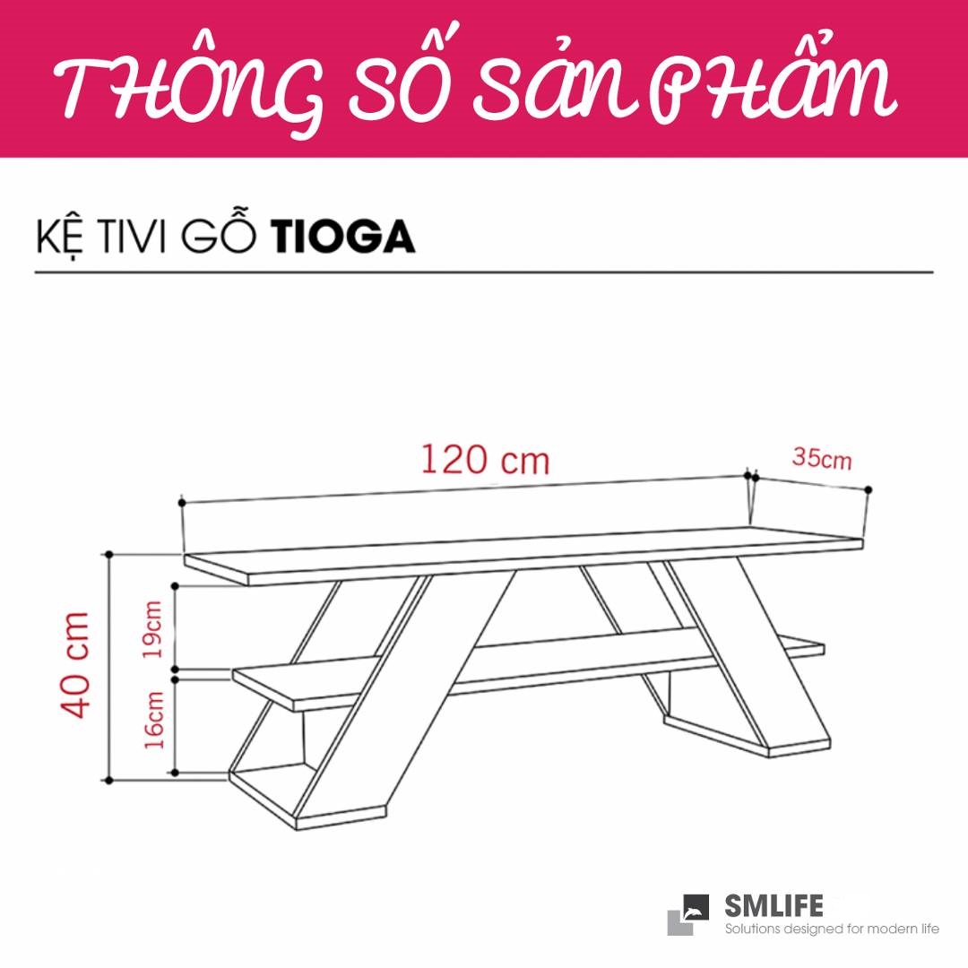 Kệ Tivi gỗ hiện đại SMLIFE Tioga | Gỗ MDF dày 17mm chống ẩm | D120xR35xC40cm