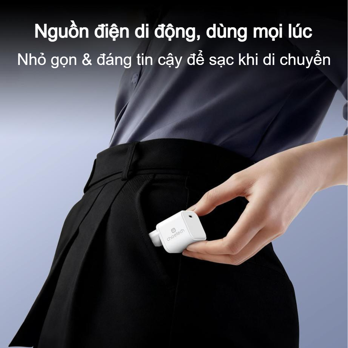 Củ sạc siêu nhanh GaN 100W 1C Choetech PD9031 nhỏ gọn cho laptop và điện thoại (Hàng chính hãng)