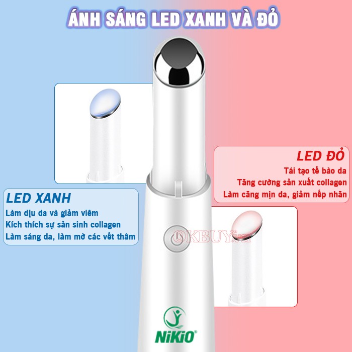 Máy massage đẹp da mắt ánh sáng LED xanh đỏ Nikio NK-115