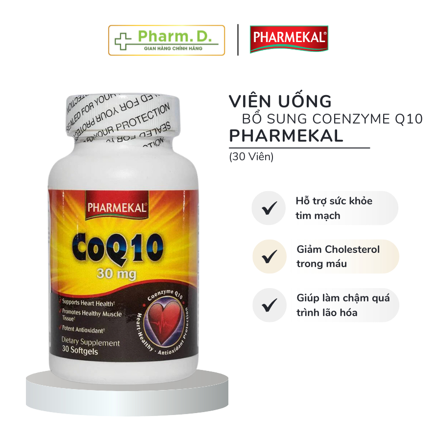 Viên Uống Hỗ Trợ Tim Mạch, Giảm Cholesterol PHARMEKAL Coenzyme Q10 Ngăn Ngừa Lão Hóa
