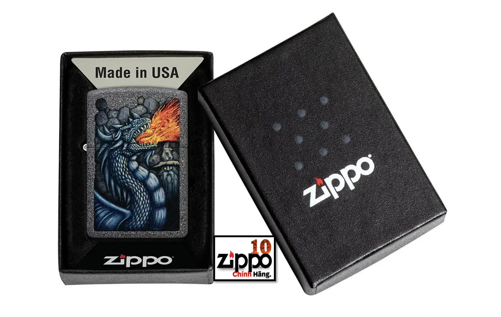 Bật lửa ZIPPO 49776 Fiery Dragon Design - chính hãng 100%