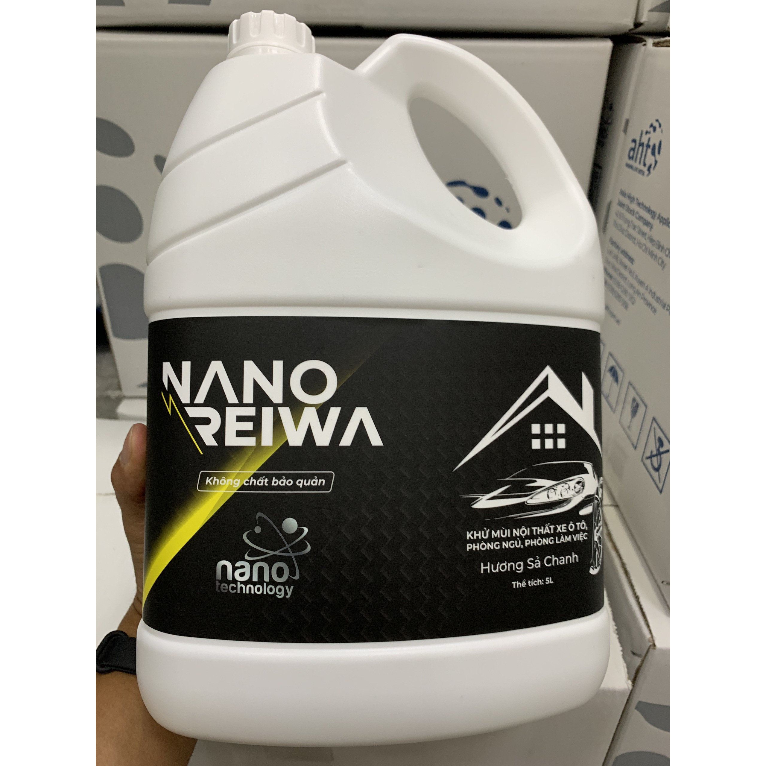 Can Nano Reiwa 5 lít hương Sả Chanh - dùng phun khói diệt khuẩn khử mùi ô tô, phòng ngủ, văn phòng, nhà hàng, khách sạn