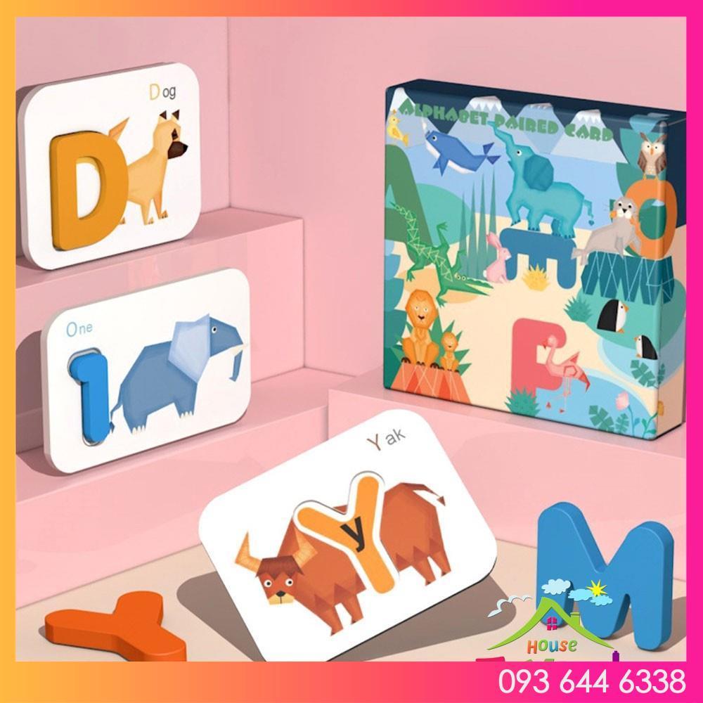 ALPHABET PAIRED CARD Bộ Thẻ Bảng Chữ Cái và Số Tiếng Anh Bằng Gỗ