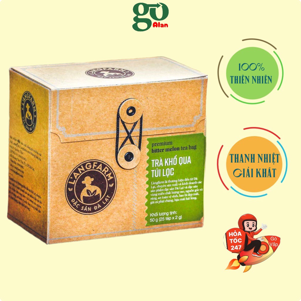 Trà trái nhàu túi lọc L'angfarm, 25 tép, hộp, mẫu quấn dây kraft
